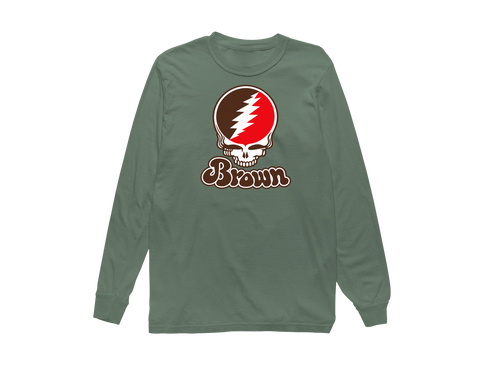 Brown Stealie Premium Unisex Long-Sleeve — Design: Brown University — Light Green