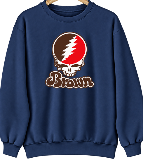 Brown Stealie Premium Unisex Crewneck — Design: Brown University — Navy