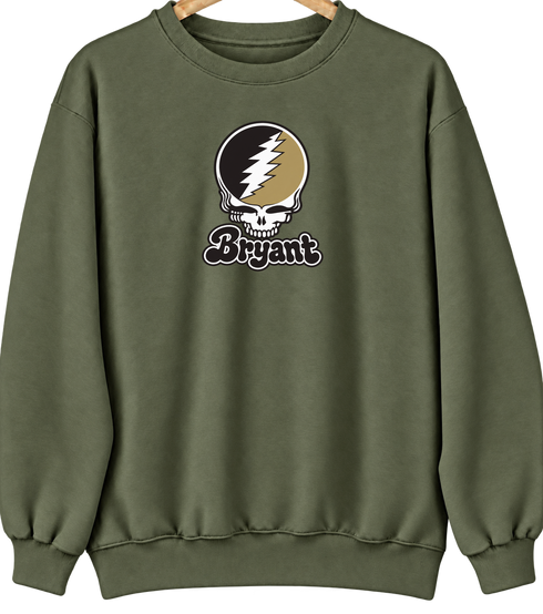 Bryant Stealie Premium Unisex Crewneck — Design: Bryant University — Military Green