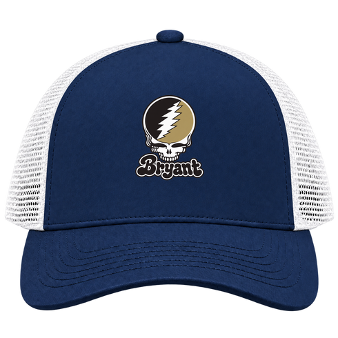 Bryant Stealie Premium Unisex Trucker Cap — Design: Bryant University — Navy/White