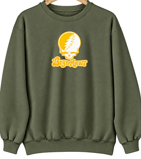 Bryn Mawr Stealie Premium Unisex Crewneck — Design: Bryn Mawr College — Military Green