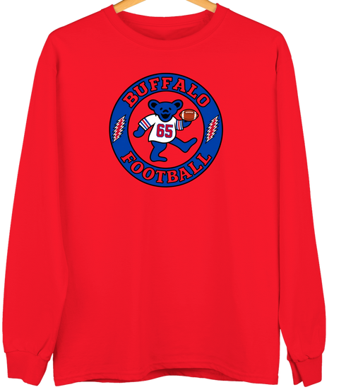 Buffalo Football Dancing Bear Premium Crewneck — Buffalo Bills — Red