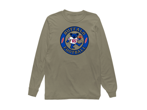 Buffalo Football Dancing Bear Premium Long-Sleeve — Buffalo Bills — Sandstone