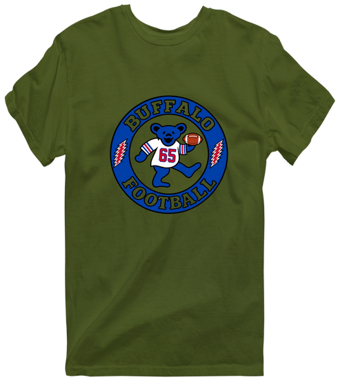 Buffalo Football Dancing Bear Premium T-Shirt — Buffalo Bills — Military Green