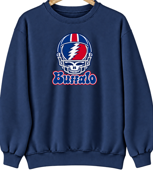 Buffalo Helmet Stealie Premium Unisex Crewneck — Buffalo Bills — Navy