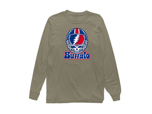 Buffalo Helmet Stealie Premium Unisex Long-Sleeve — Buffalo Bills — Sandstone