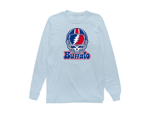Buffalo Helmet Stealie Premium Unisex Long-Sleeve — Buffalo Bills — Chambray