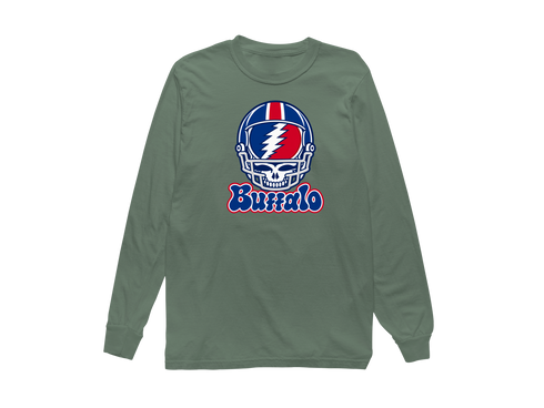 Buffalo Helmet Stealie Premium Unisex Long-Sleeve — Buffalo Bills — Light Green
