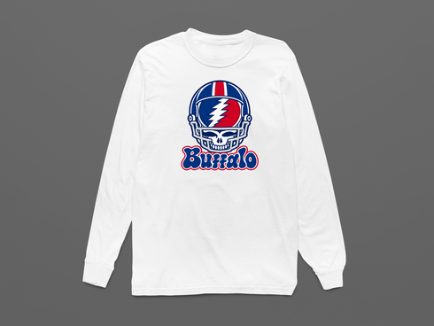 Buffalo Helmet Stealie Premium Unisex Long-Sleeve — Buffalo Bills — White