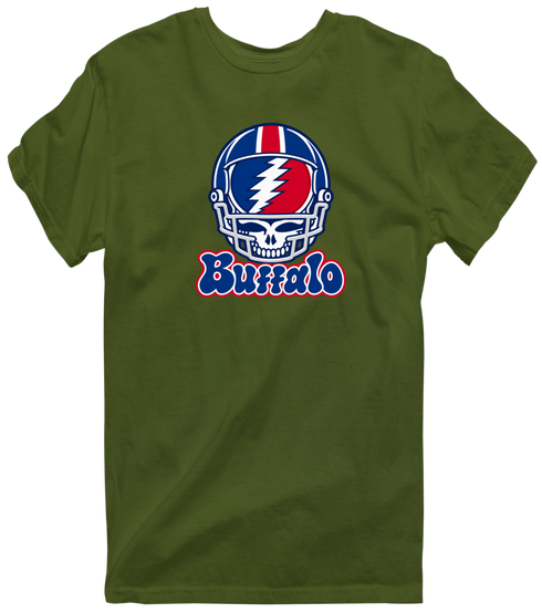 Buffalo Helmet Stealie Premium Unisex T-Shirt — Buffalo Bills — Military Green