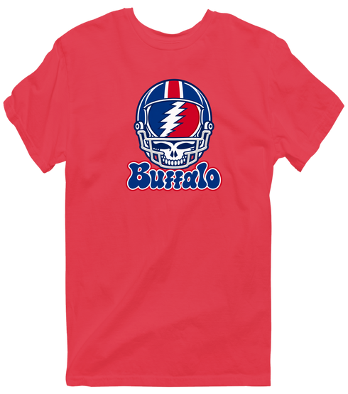 Buffalo Helmet Stealie Premium Unisex T-Shirt — Buffalo Bills — Heather Red