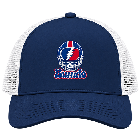 Buffalo Helmet Stealie Premium Unisex Trucker Cap — Buffalo Bills — Navy/White
