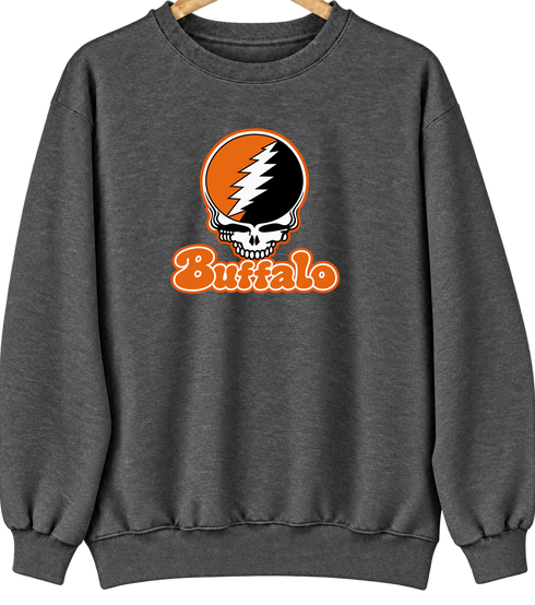 Buffalo Stealie Premium Unisex Crewneck — Design: Buffalo State College — Dark Heather