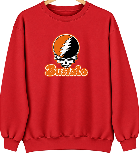 Buffalo Stealie Premium Unisex Crewneck — Design: Buffalo State College — Red