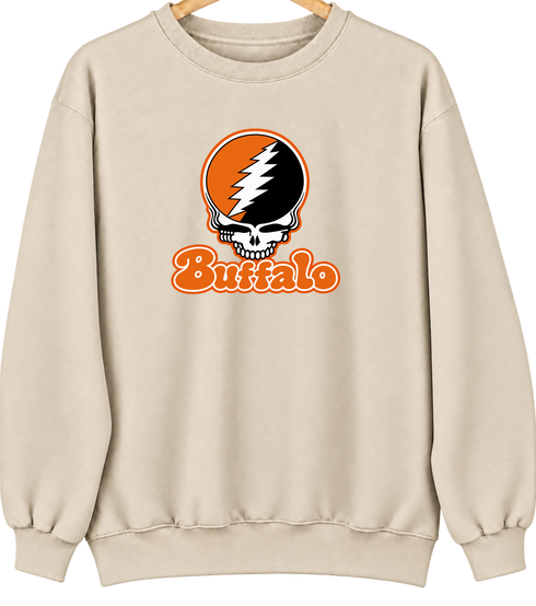 Buffalo Stealie Premium Unisex Crewneck — Design: Buffalo State College — Sand