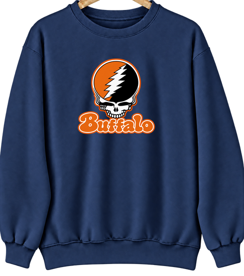Buffalo Stealie Premium Unisex Crewneck — Design: Buffalo State College — Navy