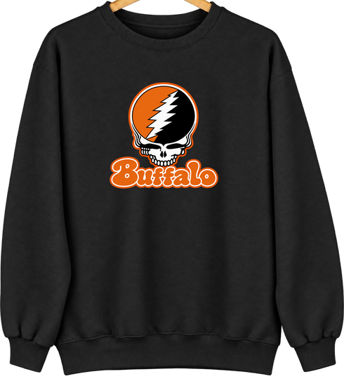 Buffalo Stealie Premium Unisex Crewneck — Design: Buffalo State College — Black
