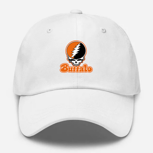 Buffalo Stealie Premium Unisex Dad Hat — Design: Buffalo State College — White