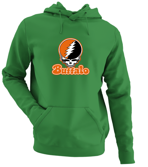 Buffalo Stealie Premium Unisex Hoodie — Design: Buffalo State College — Irish Green