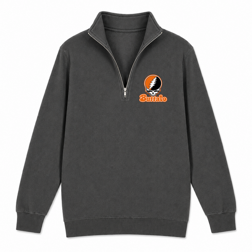 Buffalo Stealie Premium Unisex Quarter-Zip — Design: Buffalo State College — Charcoal