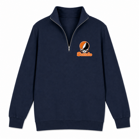 Buffalo Stealie Premium Unisex Quarter-Zip — Design: Buffalo State College — Navy