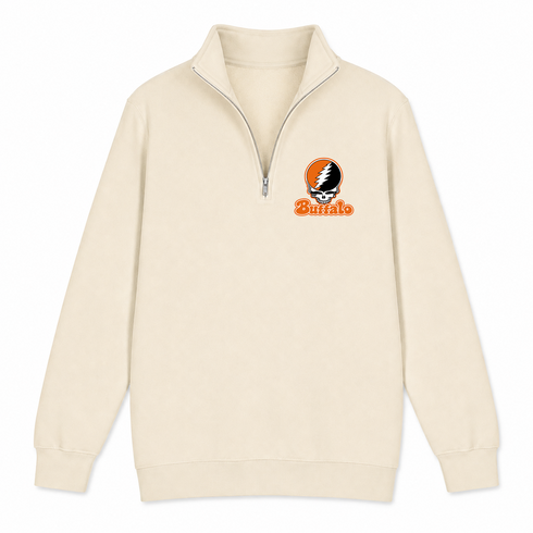 Buffalo Stealie Premium Unisex Quarter-Zip — Design: Buffalo State College — Sand