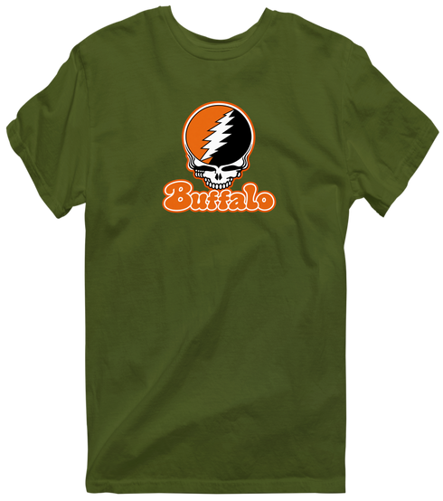 Buffalo Stealie Premium Unisex T-Shirt — Design: Buffalo State College — Military Green