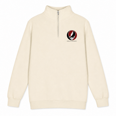 University of Indiana - Premium Grateful Dead Quarter-Zip Pullover - Sand - 1