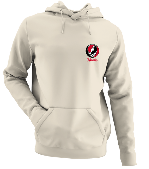 University of Nebraska - Premium Grateful Dead Left Chest Hoodie - Sand