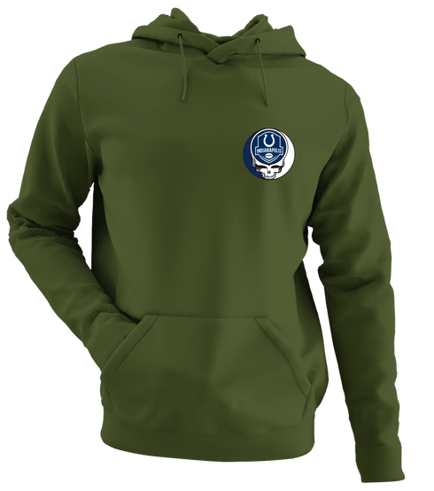 Indianapolis Football - Premium Grateful Dead Left Chest Hoodie - Military Green - 7