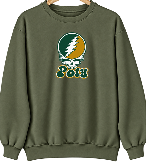 Poly Stealie Premium Unisex Crewneck — Design: Cal Poly (campus unspecified) — Military Green