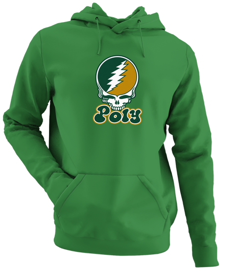 Poly Stealie Premium Unisex Hoodie — Design: Cal Poly (campus unspecified) — Irish Green