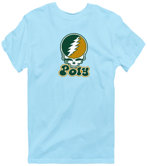 Poly Stealie Premium Unisex T-Shirt — Design: Cal Poly (campus unspecified) — Light Blue