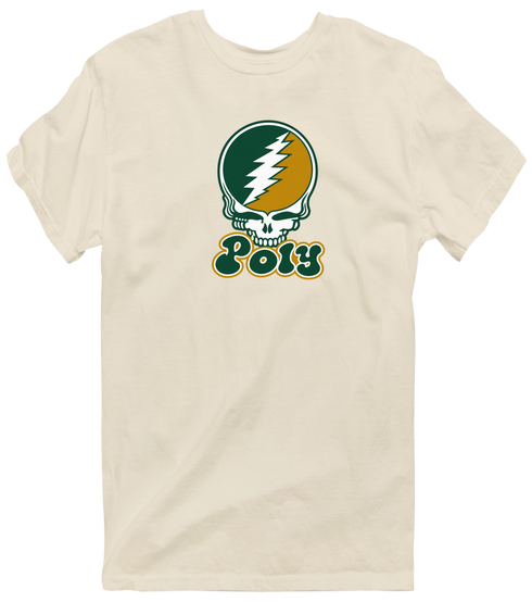 Poly Stealie Premium Unisex T-Shirt — Design: Cal Poly (campus unspecified) — Sand