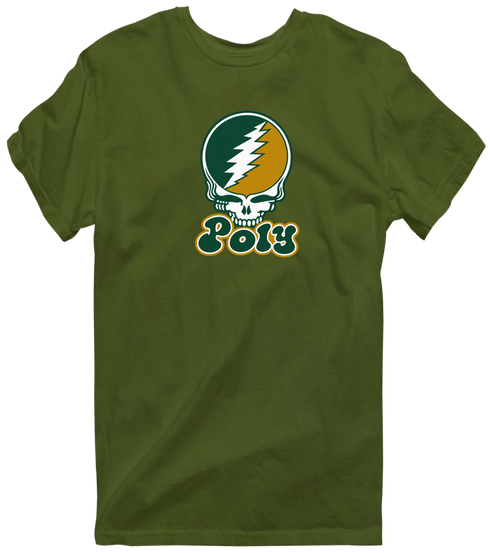 Poly Stealie Premium Unisex T-Shirt — Design: Cal Poly (campus unspecified) — Military Green