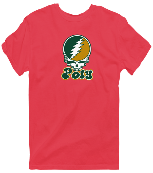 Poly Stealie Premium Unisex T-Shirt — Design: Cal Poly (campus unspecified) — Heather Red