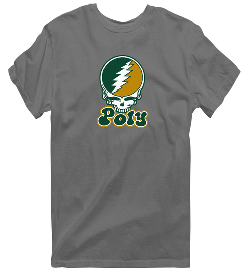 Poly Stealie Premium Unisex T-Shirt — Design: Cal Poly (campus unspecified) — Charcoal