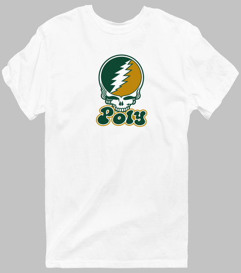 Poly Stealie Premium Unisex T-Shirt — Design: Cal Poly (campus unspecified) — White
