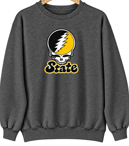 State Stealie Premium Unisex Crewneck — Design: Cal State (campus unspecified) — Dark Heather