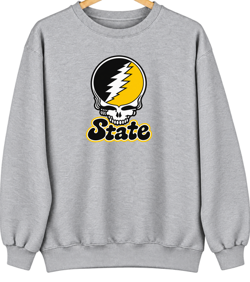 State Stealie Premium Unisex Crewneck — Design: Cal State (campus unspecified) — Sport Grey