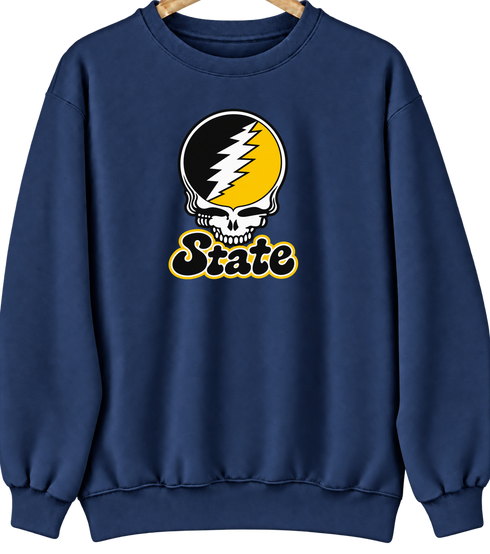 State Stealie Premium Unisex Crewneck — Design: Cal State (campus unspecified) — Navy