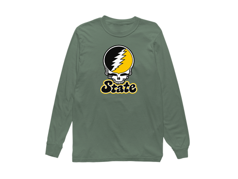 State Stealie Premium Unisex Long-Sleeve — Design: Cal State (campus unspecified) — Light Green