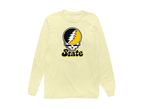 State Stealie Premium Unisex Long-Sleeve — Design: Cal State (campus unspecified) — Butter