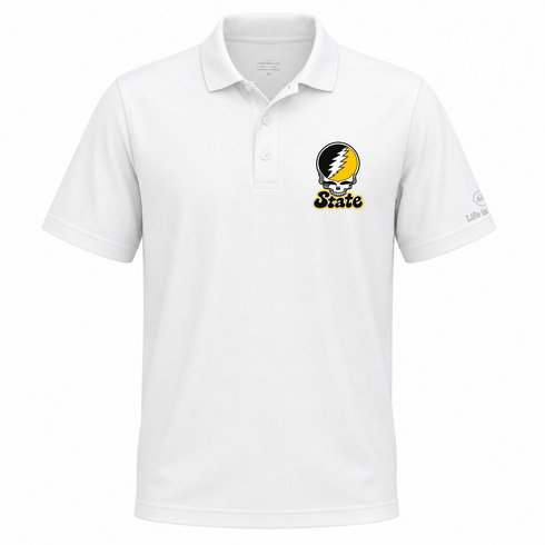 State Stealie Premium Unisex Polo — Design: Cal State (campus unspecified) — White