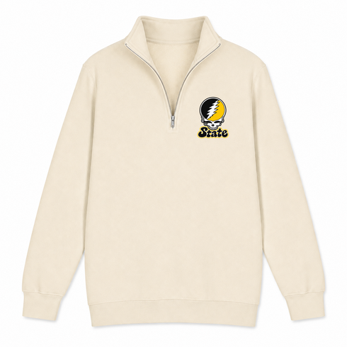 State Stealie Premium Unisex Quarter-Zip — Design: Cal State (campus unspecified) — Sand