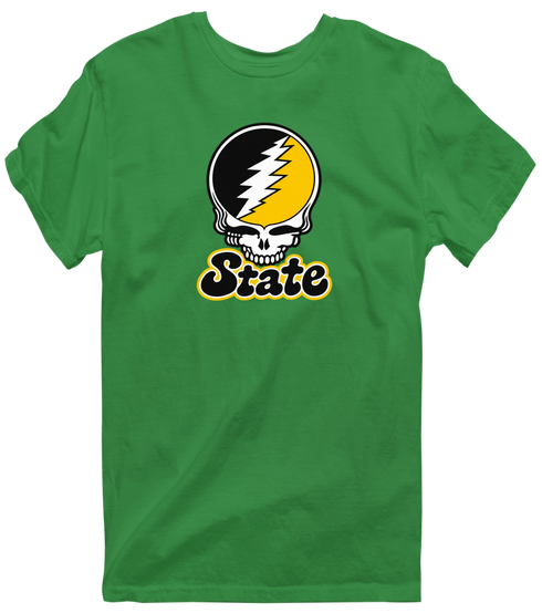State Stealie Premium Unisex T-Shirt — Design: Cal State (campus unspecified) — Irish Green