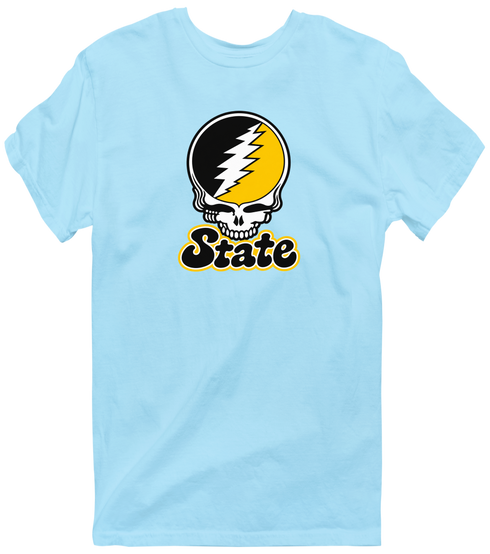 State Stealie Premium Unisex T-Shirt — Design: Cal State (campus unspecified) — Light Blue
