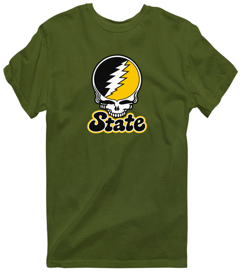 State Stealie Premium Unisex T-Shirt — Design: Cal State (campus unspecified) — Military Green
