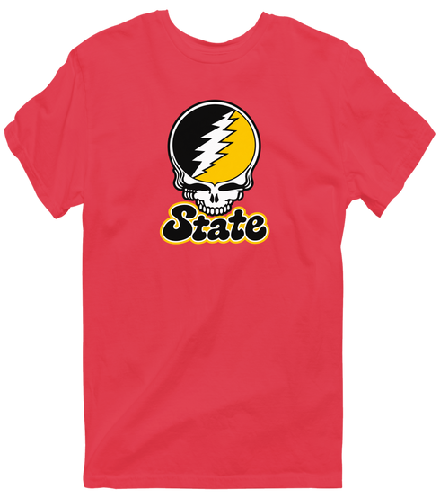 State Stealie Premium Unisex T-Shirt — Design: Cal State (campus unspecified) — Heather Red