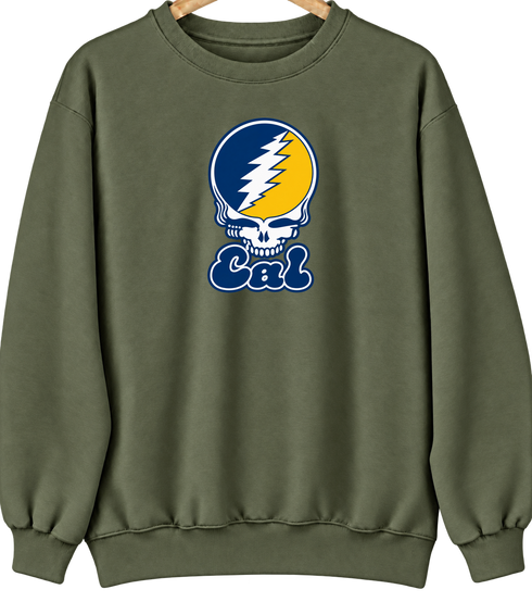 Cal Stealie Premium Unisex Crewneck — Design: Cal — Military Green
